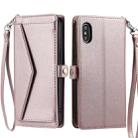 For iPhone XS Max Wallet Multi-card Slot Leather Phone Case with Lanyard(Rose Gold) - 1