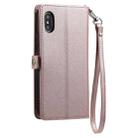 For iPhone XS Max Wallet Multi-card Slot Leather Phone Case with Lanyard(Rose Gold) - 3