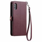 For iPhone XS Max Wallet Multi-card Slot Leather Phone Case with Lanyard(Wine Red) - 3