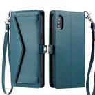 For iPhone XS Max Wallet Multi-card Slot Leather Phone Case with Lanyard(Green) - 1