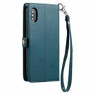 For iPhone XS Max Wallet Multi-card Slot Leather Phone Case with Lanyard(Green) - 3