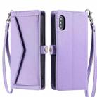 For iPhone XS Max Wallet Multi-card Slot Leather Phone Case with Lanyard(Purple) - 1