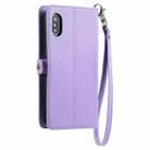 For iPhone XS Max Wallet Multi-card Slot Leather Phone Case with Lanyard(Purple) - 3