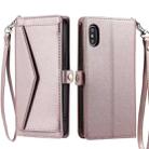 For iPhone XS / X Wallet Multi-card Slot Leather Phone Case with Lanyard(Rose Gold) - 1