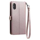 For iPhone XS / X Wallet Multi-card Slot Leather Phone Case with Lanyard(Rose Gold) - 3