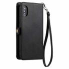 For iPhone XS / X Wallet Multi-card Slot Leather Phone Case with Lanyard(Black) - 3