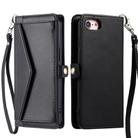 For iPhone 16e Wallet Multi-card Slot Leather Phone Case with Lanyard(Black) - 1