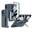 For Google Pixel 9 Pro Fold GKK Integrated Fold Hinge Card Slot Phone Case with Holder(Navy Blue) - 1