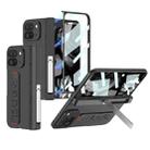 For Google Pixel 9 Pro Fold GKK Integrated Fold Hinge Wrist Strap Phone Case with Holder(Carbon Fiber) - 1