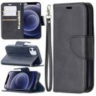 For iPhone 12 mini Retro Lambskin Texture Pure Color Horizontal Flip PU Leather Case , with Holder & Card Slots & Wallet & Lanyard(Black) - 1