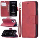 For iPhone 12 / 12 Pro Retro Lambskin Texture Pure Color Horizontal Flip PU Leather Case, with Holder & Card Slots & Wallet & Lanyard(Red) - 1