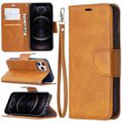 For iPhone 12 / 12 Pro Retro Lambskin Texture Pure Color Horizontal Flip PU Leather Case, with Holder & Card Slots & Wallet & Lanyard(Yellow) - 1