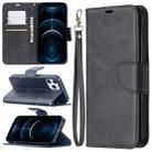 For iPhone 12 Pro Max Retro Lambskin Texture Pure Color Horizontal Flip PU Leather Case, with Holder & Card Slots & Wallet & Lanyard(Black) - 1