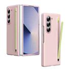 For Samsung Galaxy Z Fold6 Skin Feel Foldable Shockproof Phone Case with Capacitive Stylus(Pink) - 1