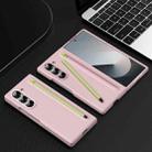 For Samsung Galaxy Z Fold6 Skin Feel Foldable Shockproof Phone Case with Capacitive Stylus(Pink) - 2