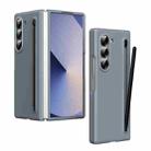 For Samsung Galaxy Z Fold6 Skin Feel Foldable Shockproof Phone Case with Capacitive Stylus(Grey) - 1