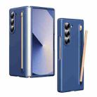 For Samsung Galaxy Z Fold6 Skin Feel Foldable Shockproof Phone Case with Capacitive Stylus(Blue) - 1