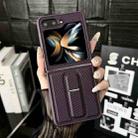 For Samsung Galaxy Z Flip5 5G Carbon Fiber Foldable Leather Phone Case with Stand(Purple) - 2