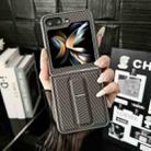 For Samsung Galaxy Z Flip4 5G Carbon Fiber Foldable Leather Phone Case with Stand(Grey) - 2