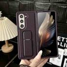 For Samsung Galaxy Z Fold5 5G Carbon Fiber Foldable Leather Phone Case with Stand(Purple) - 2