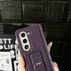 For Samsung Galaxy Z Fold5 5G Carbon Fiber Foldable Leather Phone Case with Stand(Purple) - 3