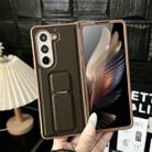 For Samsung Galaxy Z Fold5 5G Carbon Fiber Foldable Leather Phone Case with Stand(Brown) - 2