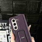 For Samsung Galaxy Z Fold3 5G Carbon Fiber Foldable Leather Phone Case with Stand(Black) - 3