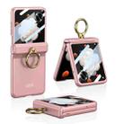 For Honor Magic V Flip GKK Integrated Magnetic Folding Hinge Full Coverage Phone Case with Ring Holder(Pink) - 1