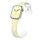 For Apple Watch SE 2023 44mm English Letters Style Butterfly Buckle Silicone Watch Band(White Yellow) - 1