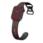 For Apple Watch SE 2023 44mm English Letters Style Butterfly Buckle Silicone Watch Band(Black Red) - 1