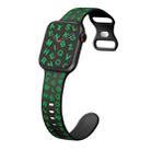 For Apple Watch SE 2023 44mm English Letters Style Butterfly Buckle Silicone Watch Band(Black Green) - 1