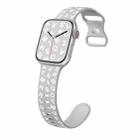 For Apple Watch SE 2023 44mm English Letters Style Butterfly Buckle Silicone Watch Band(Grey White) - 1