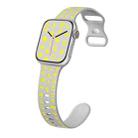 For Apple Watch SE 2023 44mm English Letters Style Butterfly Buckle Silicone Watch Band(Grey Yellow) - 1