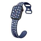 For Apple Watch SE 2023 44mm English Letters Style Butterfly Buckle Silicone Watch Band(Midnight Blue White) - 1