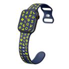 For Apple Watch SE 2023 44mm English Letters Style Butterfly Buckle Silicone Watch Band(Midnight Blue Yellow) - 1