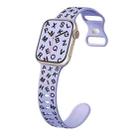 For Apple Watch SE 2023 44mm English Letters Style Butterfly Buckle Silicone Watch Band(Lilac Black) - 1