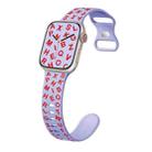 For Apple Watch SE 2023 44mm English Letters Style Butterfly Buckle Silicone Watch Band(Lilac Red) - 1