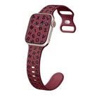 For Apple Watch SE 2023 40mm English Letters Style Butterfly Buckle Silicone Watch Band(Wine Red Black) - 1