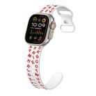 For Apple Watch Ultra 2 49mm English Letters Style Butterfly Buckle Silicone Watch Band(White Red) - 1