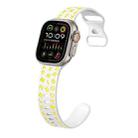 For Apple Watch Ultra 2 49mm English Letters Style Butterfly Buckle Silicone Watch Band(White Yellow) - 1