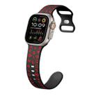 For Apple Watch Ultra 2 49mm English Letters Style Butterfly Buckle Silicone Watch Band(Black Red) - 1