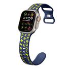 For Apple Watch Ultra 2 49mm English Letters Style Butterfly Buckle Silicone Watch Band(Midnight Blue Yellow) - 1