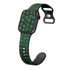 For Apple Watch Series 9 45mm English Letters Style Butterfly Buckle Silicone Watch Band(Black Green) - 1