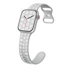 For Apple Watch Series 9 45mm English Letters Style Butterfly Buckle Silicone Watch Band(Grey White) - 1