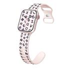 For Apple Watch Series 9 45mm English Letters Style Butterfly Buckle Silicone Watch Band(Bright Pink Smoke Purple) - 1