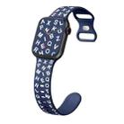 For Apple Watch Series 9 45mm English Letters Style Butterfly Buckle Silicone Watch Band(Midnight Blue White) - 1