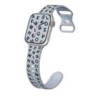 For Apple Watch Series 9 45mm English Letters Style Butterfly Buckle Silicone Watch Band(Gray Black) - 1