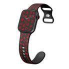 For Apple Watch Series 9 41mm English Letters Style Butterfly Buckle Silicone Watch Band(Black Red) - 1