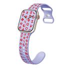 For Apple Watch Series 9 41mm English Letters Style Butterfly Buckle Silicone Watch Band(Lilac Red) - 1