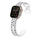 For Apple Watch Ultra 49mm English Letters Style Butterfly Buckle Silicone Watch Band(White Black) - 1